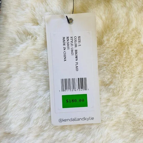 Kendall & Kylie Black & Brown Plaid Menswear-Inspired Winter Coat NWT MSRP $180 - Picture 16 of 16